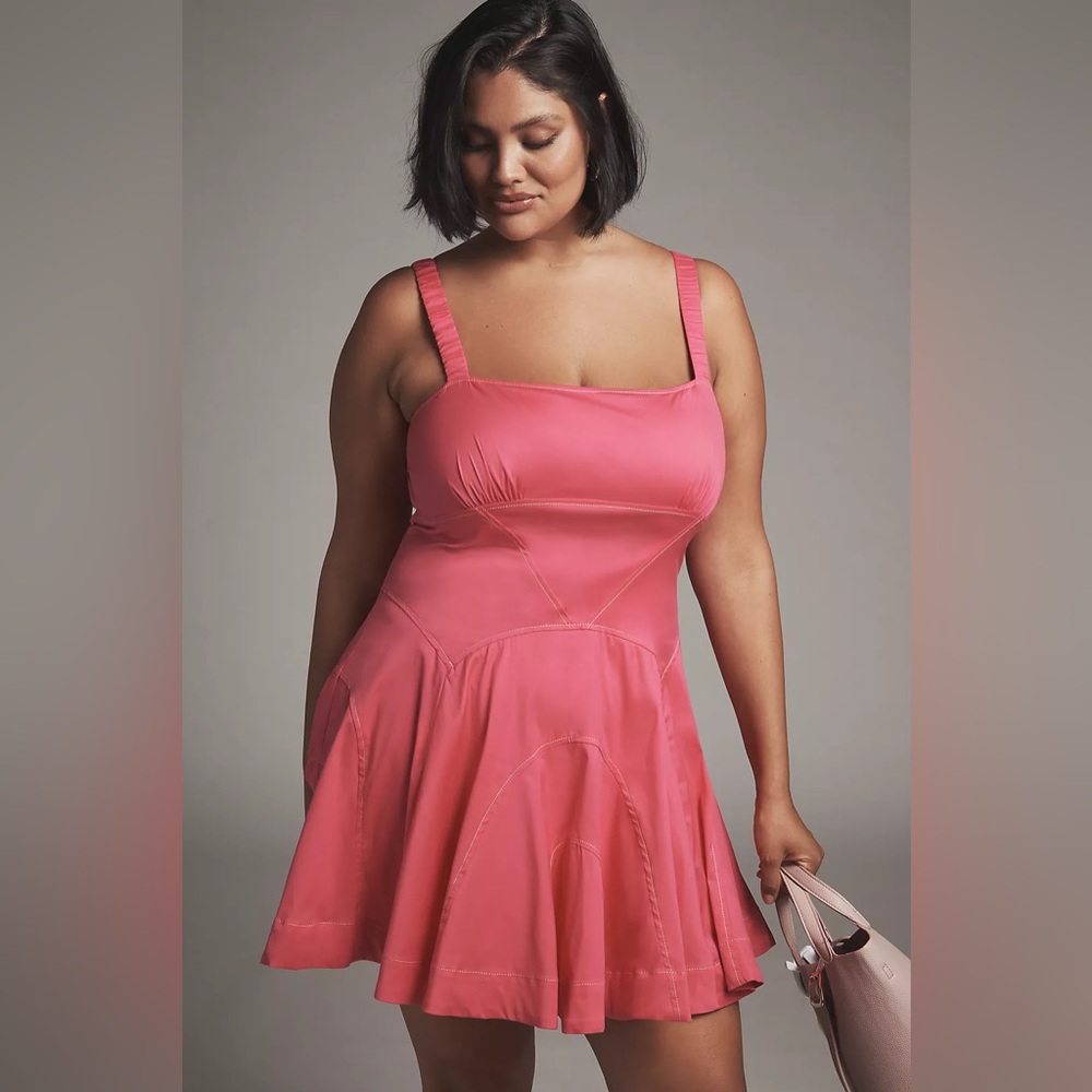 NWT Pink Plunge Drop Waist A-line Mini Dress, size XL - Picture 3 of 9